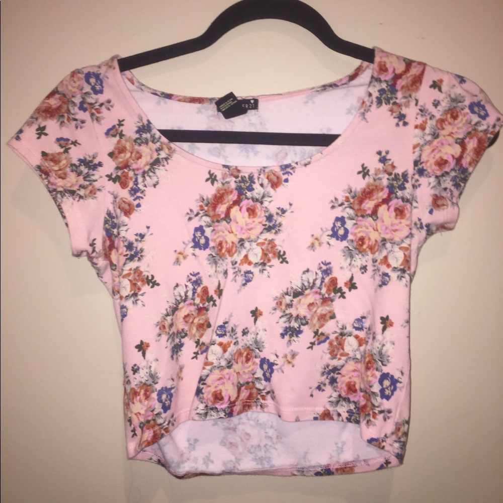 Forever 21 pink Floral crop top